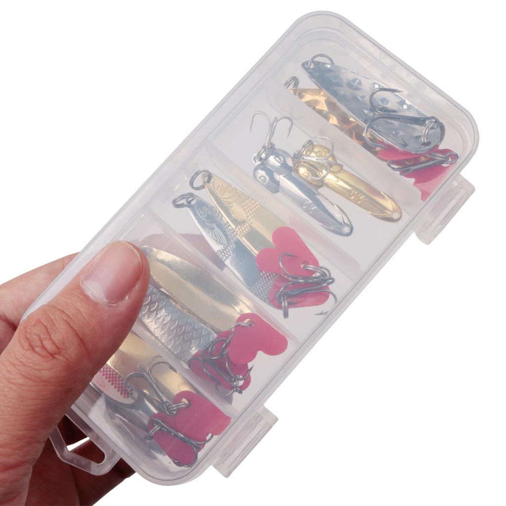 10Pcs Spoon Metal Hard Spinner Baits Fishing Lure Spinner Swimbaits Silver Golden Lure Baits Trebles Fishhooks