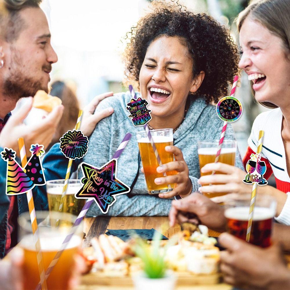 

24pcs Thickened Disposable Drinking Straw Food Grade Paper Straws Home Decoration 24 Pcs