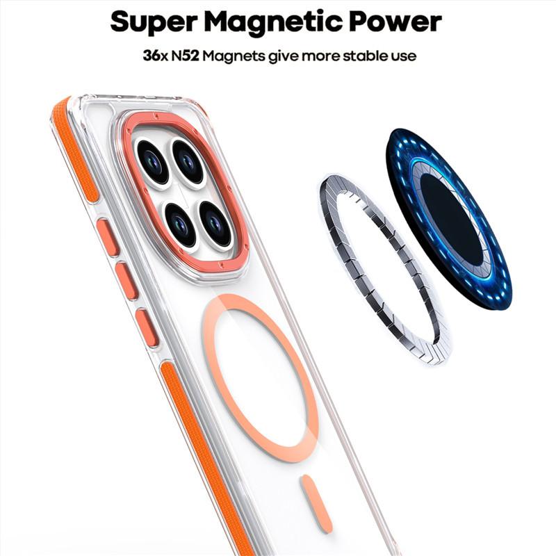 Applicable To Redmi 15C Transparent Magnetic Ring Mobile Phone Case Xiaomi 15 Ultra Independent Button Two-color Color Color Protective Case