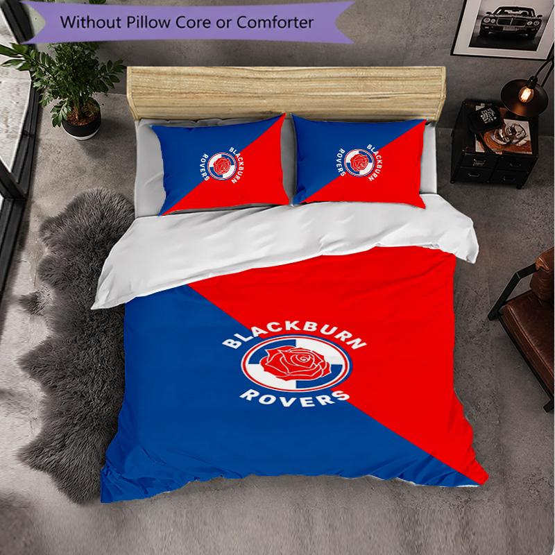 Set Biancheria da Letto Calcio Blackburn Rovers 3 Pezzi Morbido Copripiumino con Federe Set Decorazione Camera da Letto per la Casa