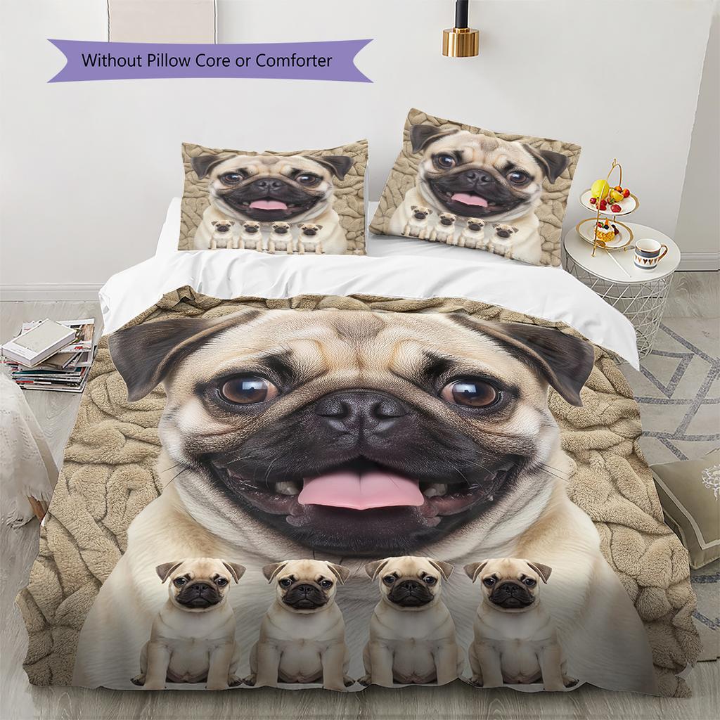 Bulldog Pattern Bedding Quilt Set Quilt Cover Pillowcase Home Decoration Gift (1 * duvet cover + 2 * pillowcase, without core)