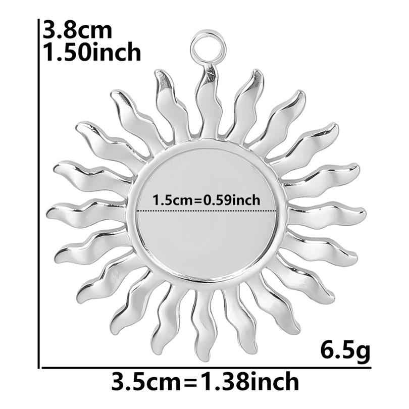 5pcs/Lot Silver Color Le Soleil Pendentif Stainless Steel Charm Pendants For Jewelry Making Supplies Metal Sun Charms Decoration