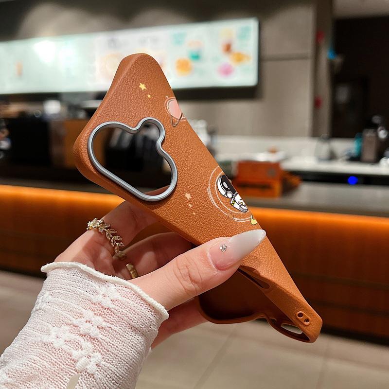 Cartoon Astronaut Leather Texture Soft Case For iPhone 16 15 14 Pro Max 15 Plus 13 12 Pro Max 11 Shockproof Silicone Phone Cover