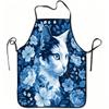 1pc Blue Floral Cat Print Apron Durable and Easy To Clean, Adjustable Waistband Polyester Material for Kitchen Cooking Gardening
