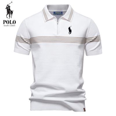Ralph Lauren Spring/Summer Pony Embroidered New Polo Shirt Fashion Striped Men's Business Short Sleeved Top