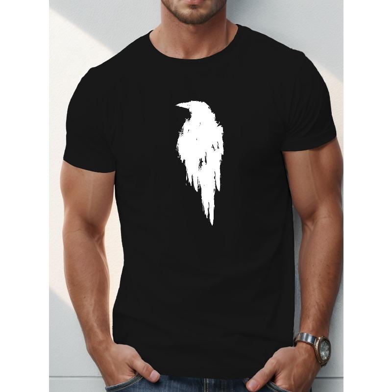 

Мужская повседневная футболка с геометрическим принтом вороны, с коротким рукавом, с круглым вырезом, стандартного кроя, летний топ для взрослых S чёрный