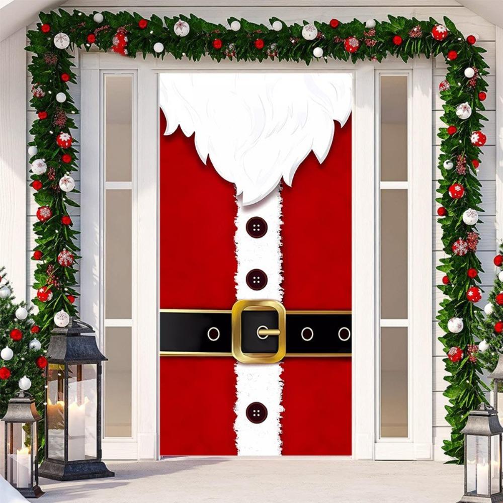 Santa Claus Christmas Hanging Cloth Fluorescent New Year Decoration  Entrance and Room