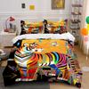 Colorful Tiger with Patterns Bedding Sets Duvet Cover Sets Duvet Covers Pillowcases(1 * Duvet Cover 2 * Pillowcases, Without Duvet Insert)
