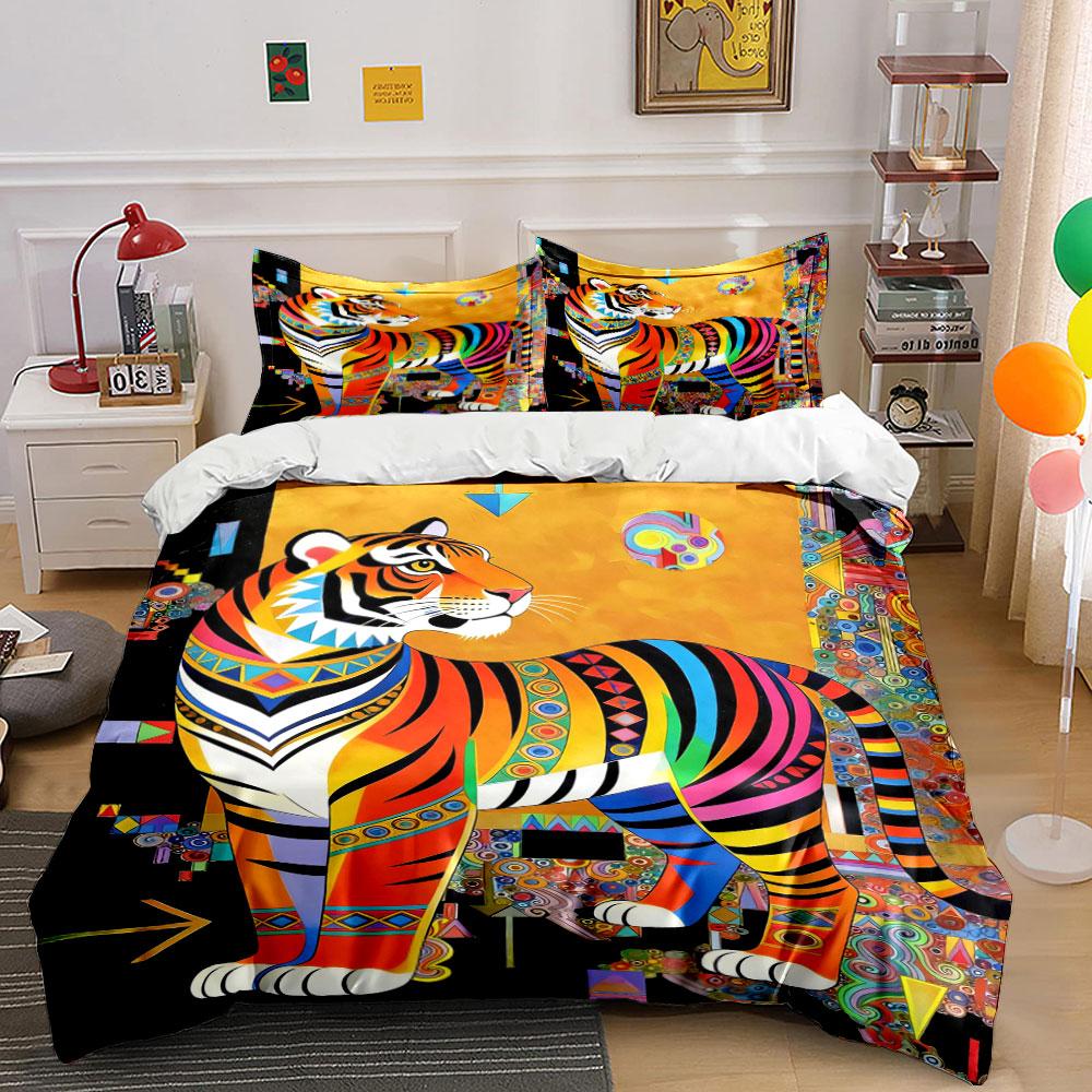 

Colorful tiger with patterns Bedding sets Duvet cover sets Duvet covers Pillowcases(1 * Duvet Cover 2 * Pillowcases, without duvet insert) 135x200cm