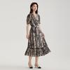 Pure cotton temperament floral dress for women in summer 2025, thin, high-end, age reducing, Chinese style medium length dress