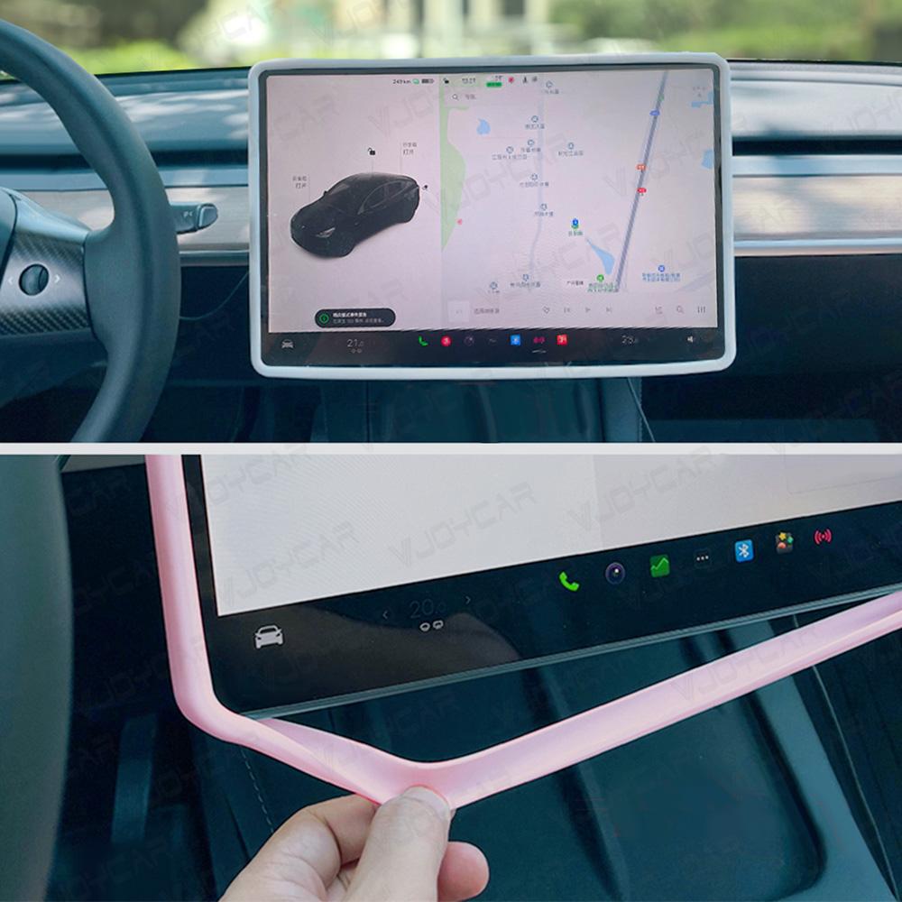 For Tesla Model 3 Y Silicone Protective Frame Edge Cover 15.4'' 16'' Central Control Navigation Screen Protector Trim