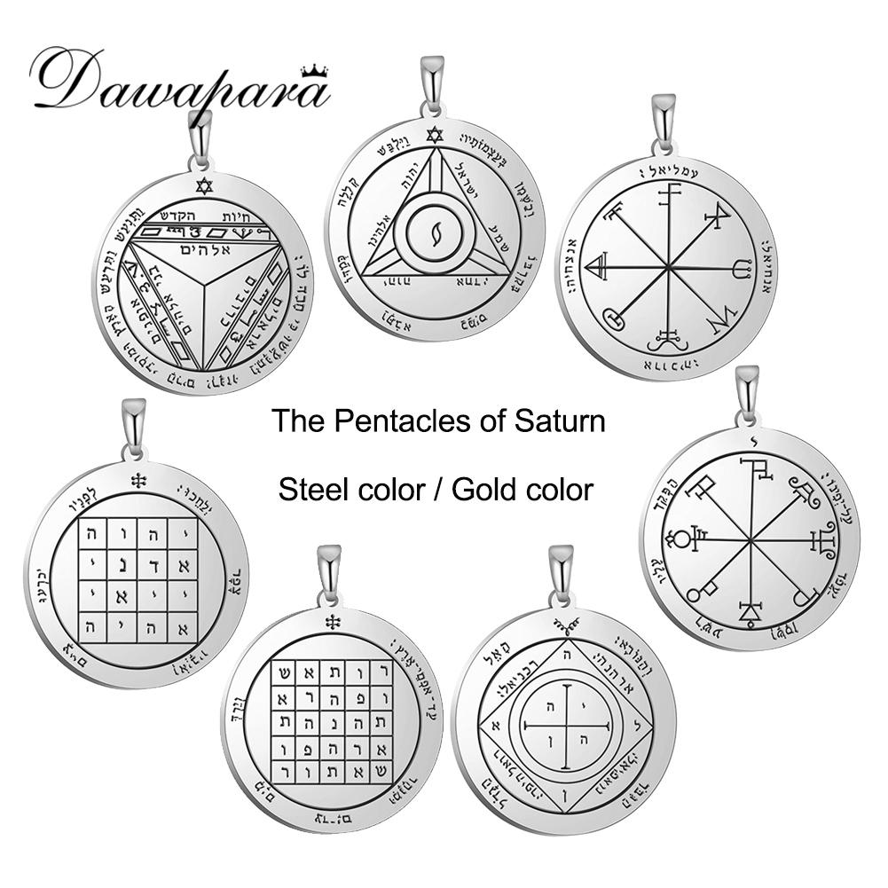 Dawapara Pentacle of Saturn Solomon Accessories Attracting Money Business Talisman Pendant for Necklace Stainless Steel Jewelry