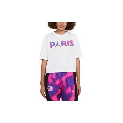 Paris Saint-Germain Print Kurzarm T-Shirt Damen Oberteile Weiß CZ7506-100