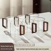 High-End Green Tea Glass Cup Set with Wooden Handle - Large Capacity, Thickened, High Temperature Resistant