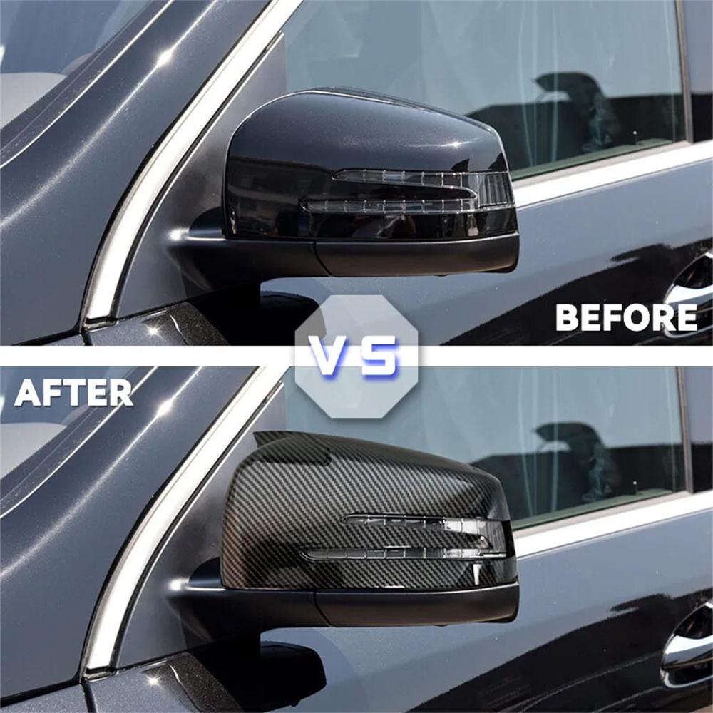 Carbon Fiber Look Wing Mirror Cover For 10-16 Mercedes E-Class W212 C-Class W204