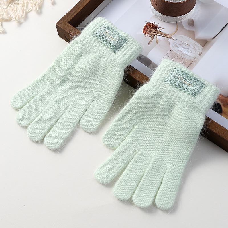 Women's Winter Warm Plush Knitted Fingerless Touchscreen Gloves in Candy Colors