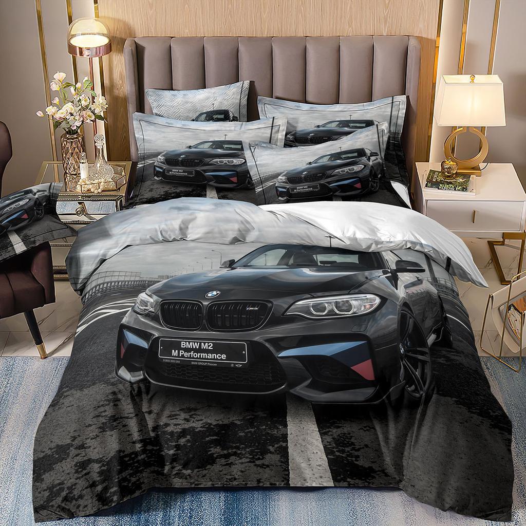 Bedding Three-Piece Set 3D Digital Printing Cartoon Fire Truck Children'S Polished Duvet Cover