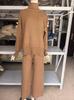 Women's High Collar Sweater & Wide Leg Pants Set - European and American Style, Autumn/Winter Casual and Cozy Knitwear.