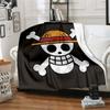 1PC One Piece Straw Hat Pirates Patterned Flannel Blanket Suitable For All Seasons For Home Decor Warmth And Comfort Gifts Holiday Present