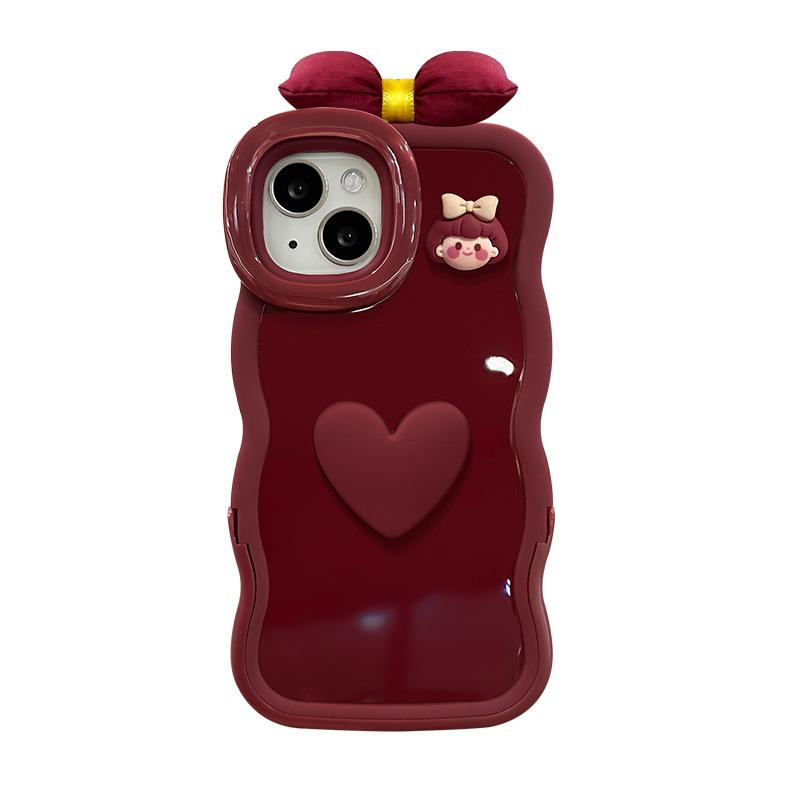 Love girl doll for apple 17promax mobile phone case iphone15 double bracket 16 bow 14 women