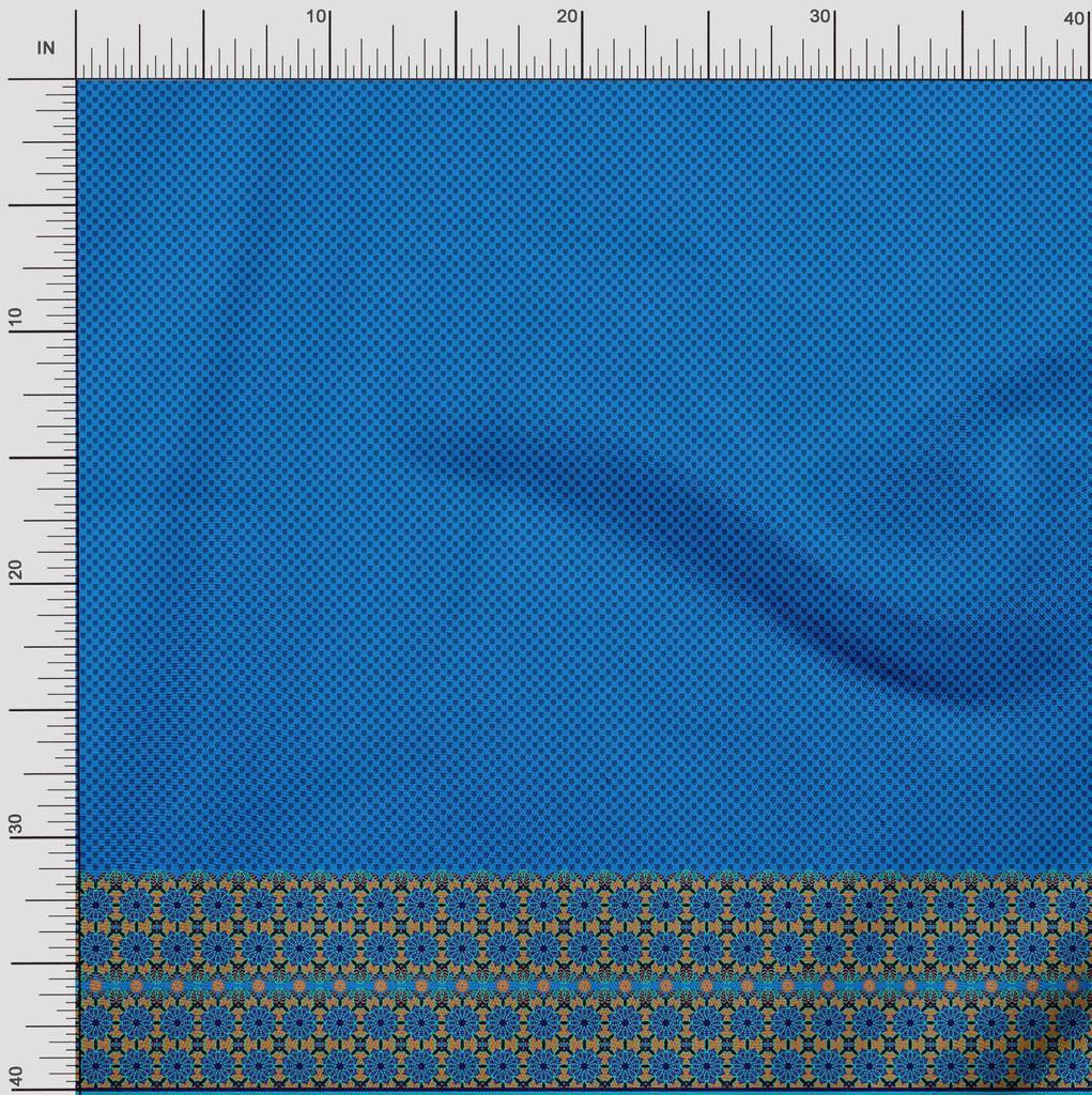 Soimoi Japan Crepe Satin Fabric Mandala & Shield Symbol Panel Printed Craft Fabric by the Metre 42 Inch