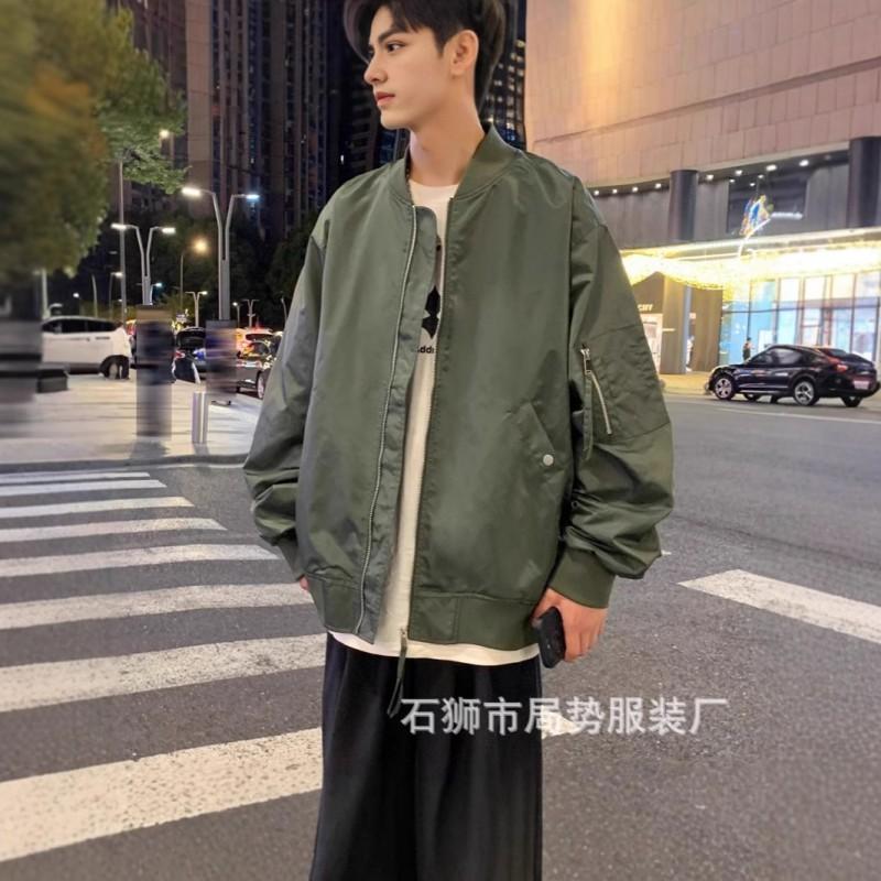 Mens Lightweight Bomber Jacket Casual Streetwear Windproof Oversized Fit