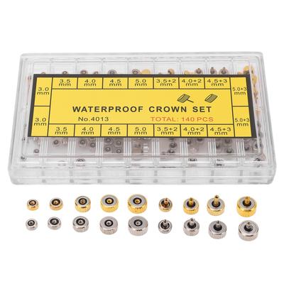 140PCS Watch Crown Spare Parts Stainless Steel Portable Watch Crown Repairing Replacement with