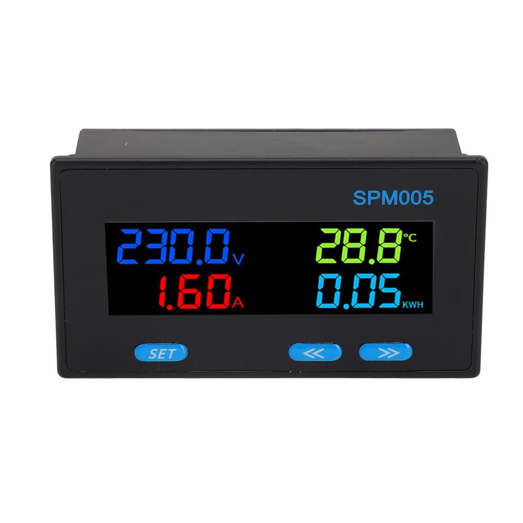 Digital Voltmeter Ammeter Panel 8 in 1 Multifunctional Power Meter Color LCD Display AC Energy Monitor AC60‑300V 20A