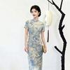 Blue short-sleeved national style new Chinese daily Suzhou long cheongsam improved young 1011 new women's high sense