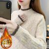 Fleece thickened semi-turtleneck bottoming shirt for women's inner wear autumn and winter 2 new loose and versatile sweater knitted sweater