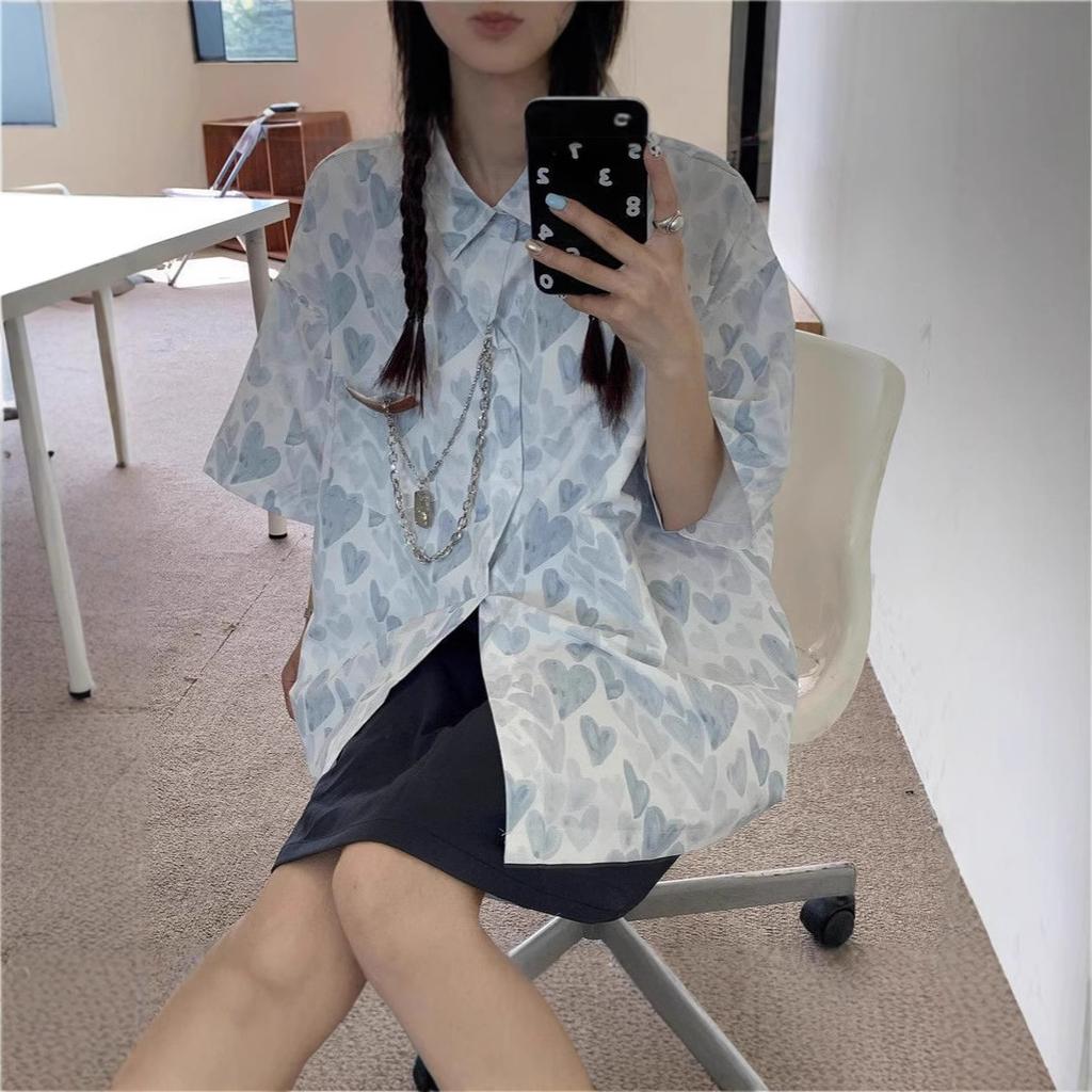Printed Shirt Women's New Short Sleeve Loose Top Summer