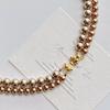 Maillard Wind Gold Camocha Color Shijia Pearl Double Layer Design Sweater Chain Necklace Clavicle Chain