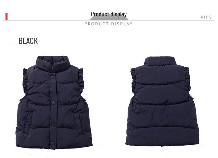 Girls' Lace Down Vest - Korean Style, Warm Autumn/Winter Jacket for Toddlers and Preschool Children