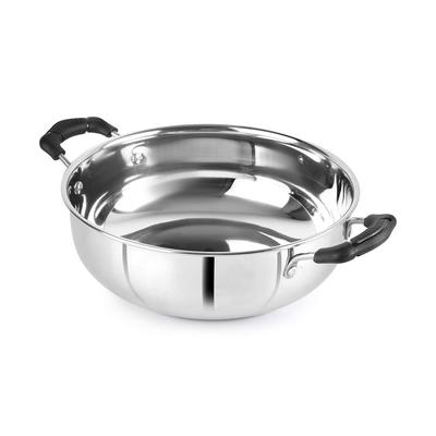 Stainless Steel Induction Kadhai For Gas & Smooth Cooking | 3L Mirror Finish Deep Pan With Dual Handles