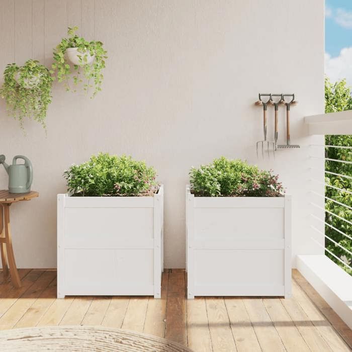 VidaXL Planters 2 Pcs White Solid Pine Wood 837427