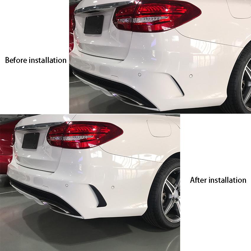 AM-Zadní nárazník Spoiler Boční Canard Pro Mercedes Pro Benz Třída C Kombi S205 C180 C200 Pro AMG Černý
