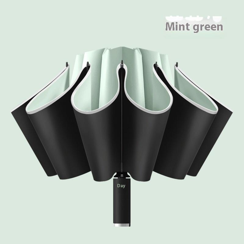 10-Bone Automatic Reverse Umbrella with Reflective Strip & Luminous Design Classic Business Advertising Gift Sunny Umbrella Logo