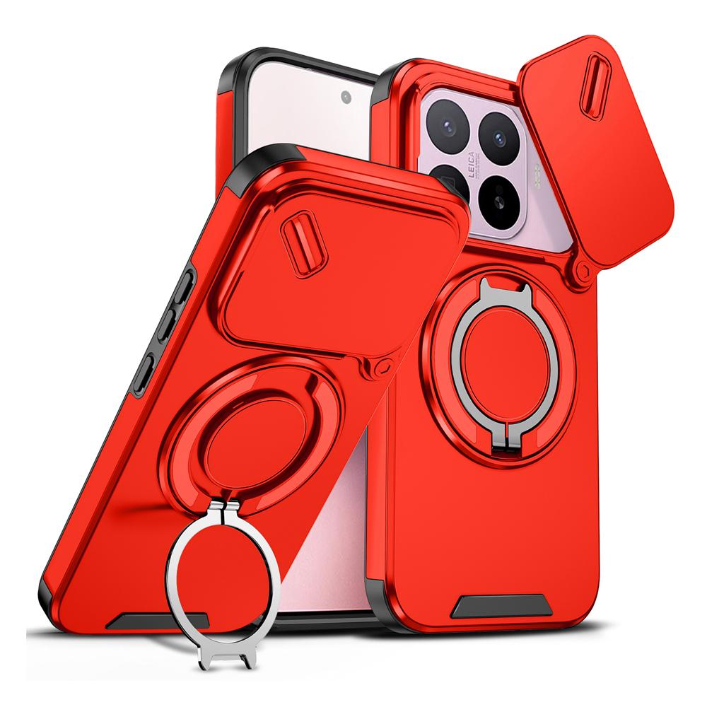 KEYSION 360° Rotating Ring Stand Phone Case for Xiaomi 17T 17T Pro 5G Slide Camera Protection Magnetic Shockproof Back Cover