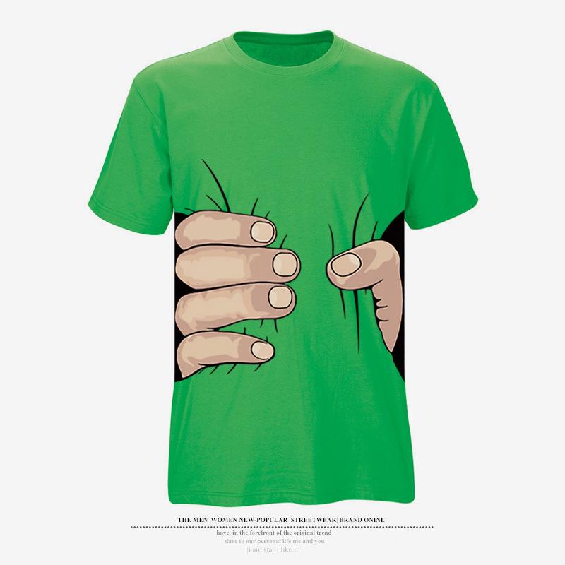 Cartoon Handgriff 3D-gedrucktes Kurzarm-T-Shirt Mock T-Shirt Herren-T-Shirt