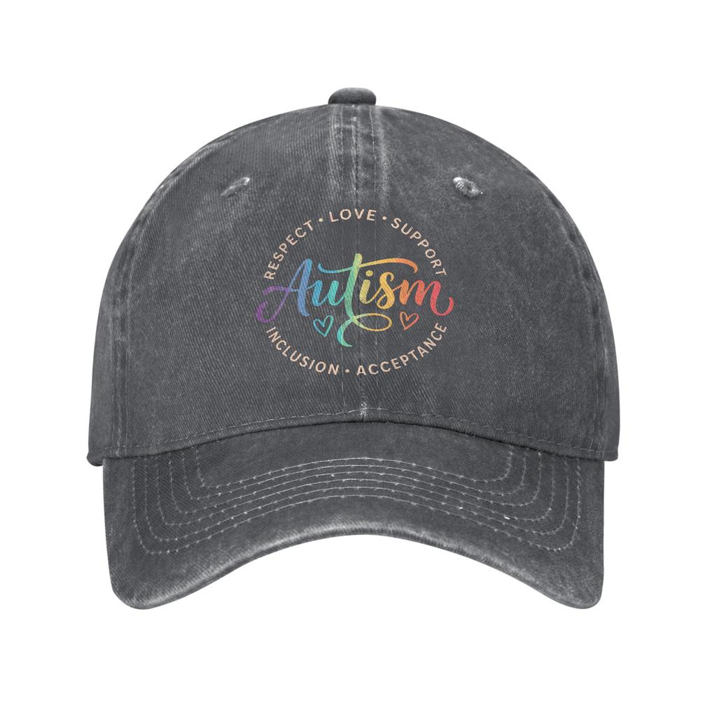 Autism Awareness Respect Love Support Washed Baseball Cap Print Sun Trucker Hat Summer Women Men Tennis Skate Baseball Caps