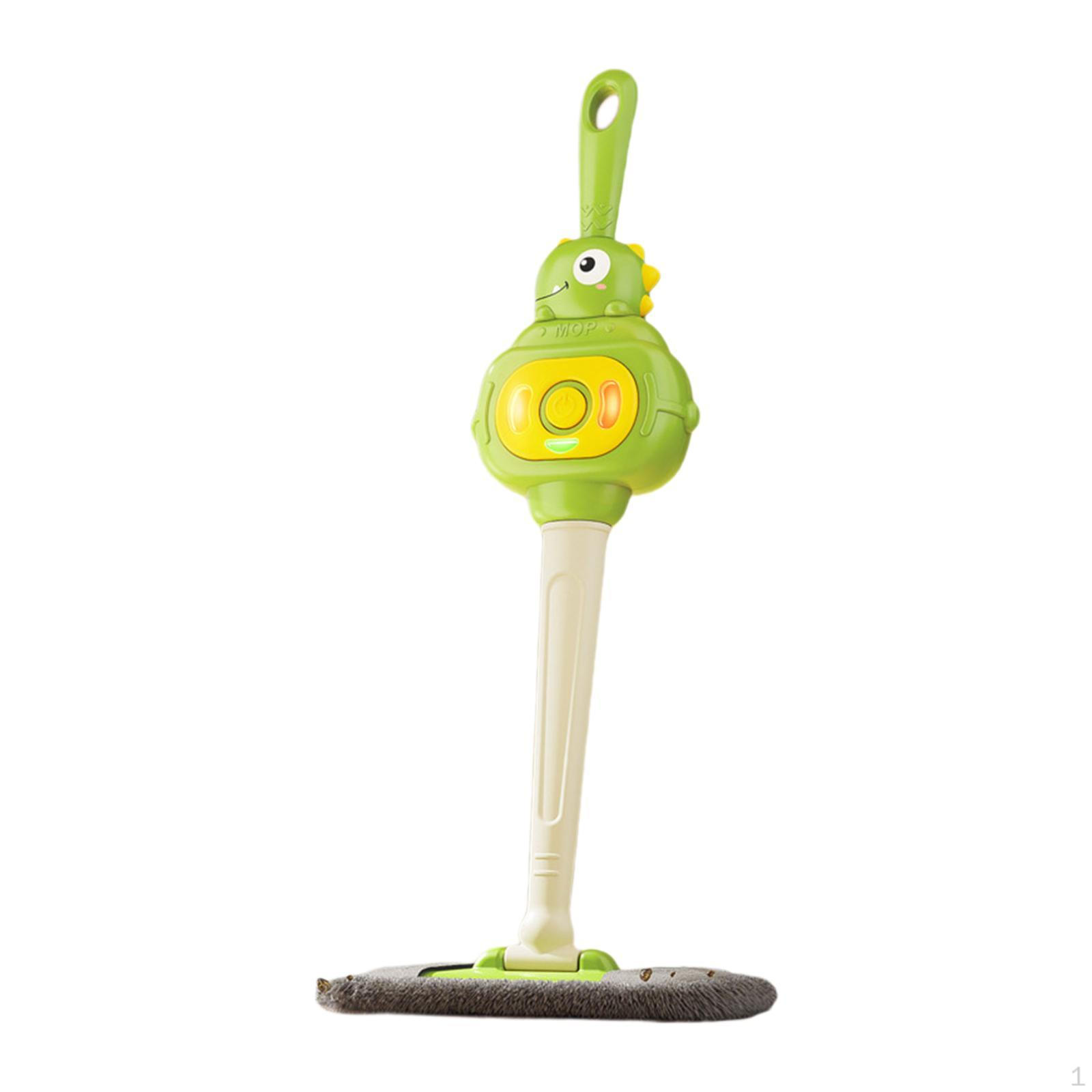 Children s Broom Pretend Play Toy Cleaning Set with Lights, Sounds, Washable Pad, Interactive зелёный