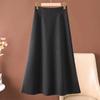Women's Fashionable Woolen A-line Long Skirt - Autumn/Winter 2026, Elegant Velvet, Beautiful Temperament Umbrella Design.