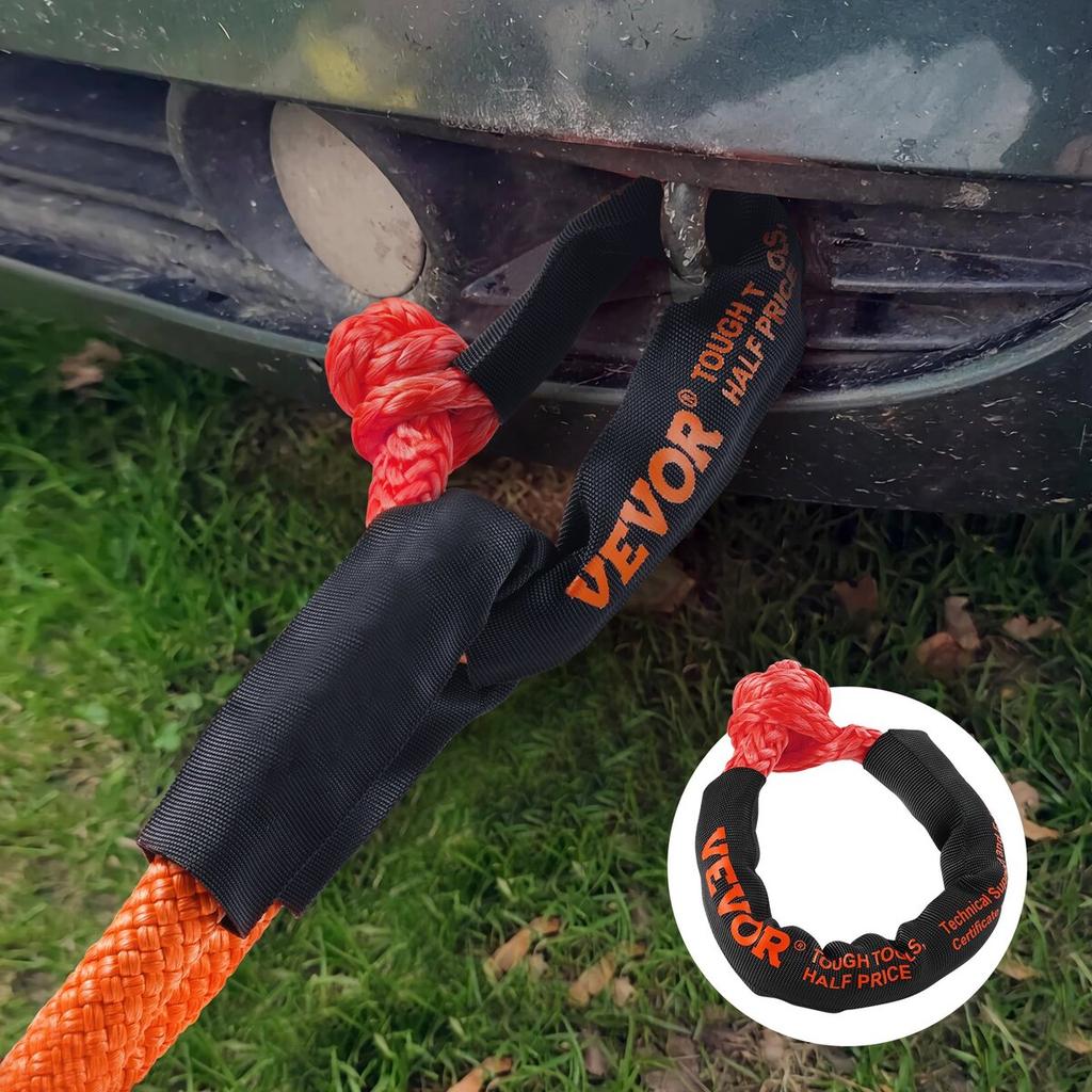 Soft Shackle Synthetic Recovery Rope 2PCS 1/2"x22" 44092lbs Break Strength