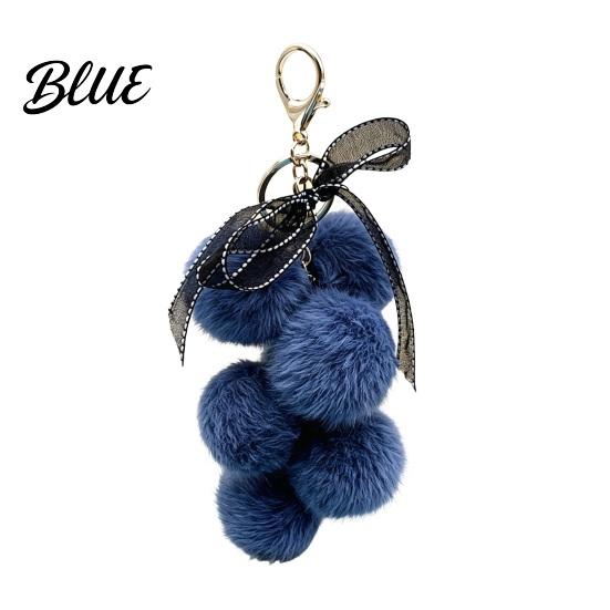 Plush Grape Decorative Pendant Keychain for Handbags, Fuzzy Cluster Bag Charm with Lightweight Bow, Fluffy Ball Keyring Backpacks and Purses