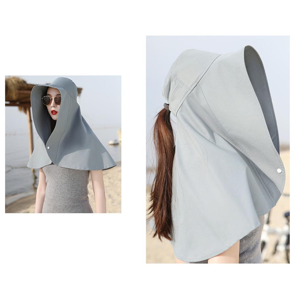 Women Sun Protection Fishing Hat Wide Brim UV Protection Sun Protection Hat for Summer Hiking Gardening Neck Protection Gray
