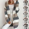Women Casual Colorblock Sweater Cardigan Jacket Long Buttonless Fashion Outerwear