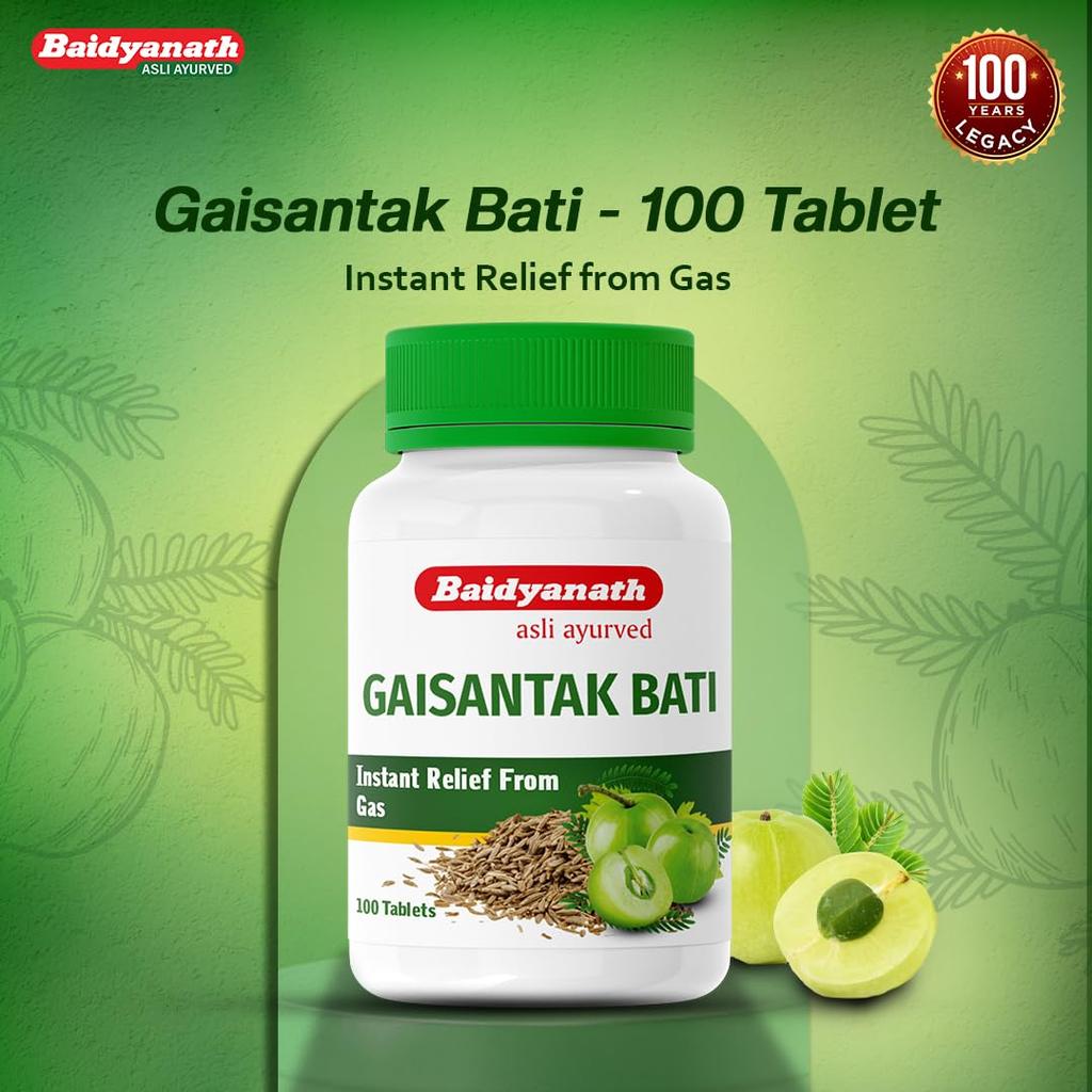 Baidyanath Gaisantak Bati 100 Tablets Pack Of 2 Quick Relief Gas Indigestion Digestive Support