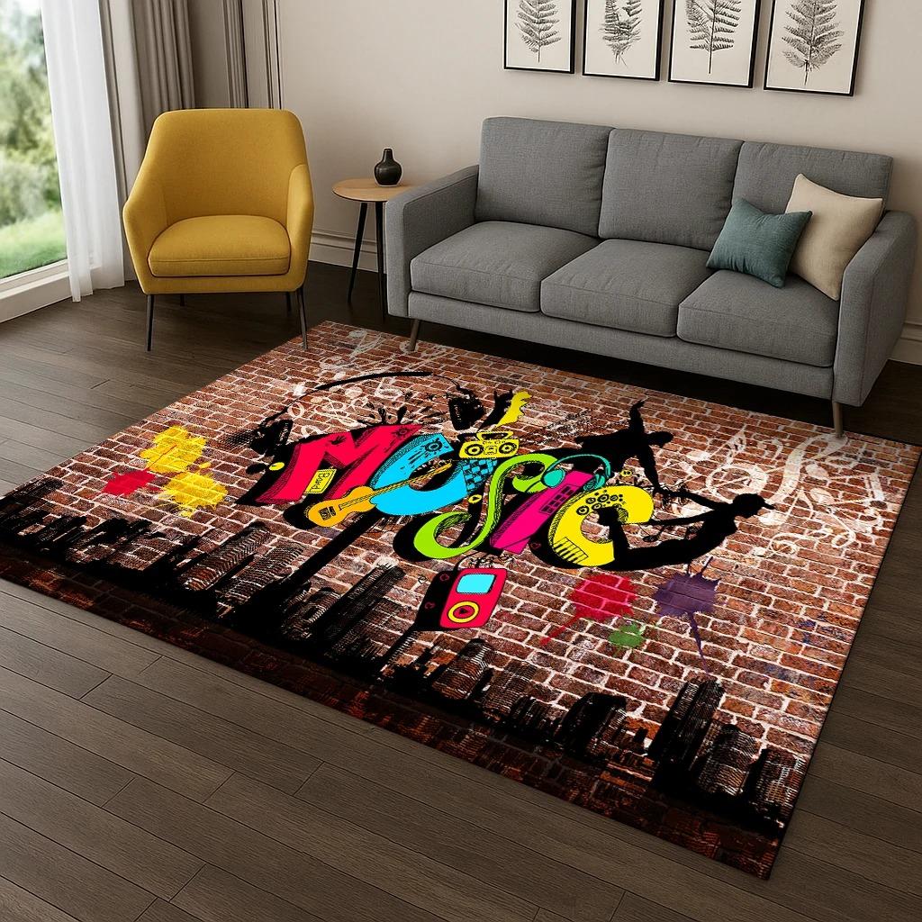 Music Note Art Carpet Rug Floor Mat for Living Room Sofa Home Bedroom Doormat Kitchen Decor Living Room Decoration Bedroom Rugs