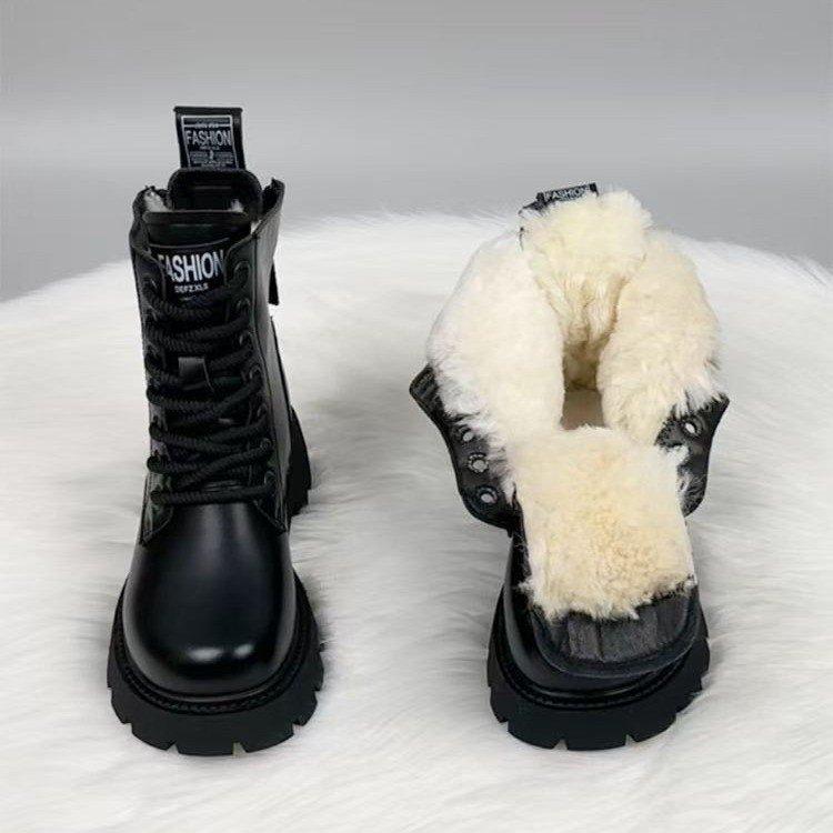 Soft leather Martin boots women's 2025 winter new British style soft leather thick-soled medium heeled versatile retro locomotive short boots women