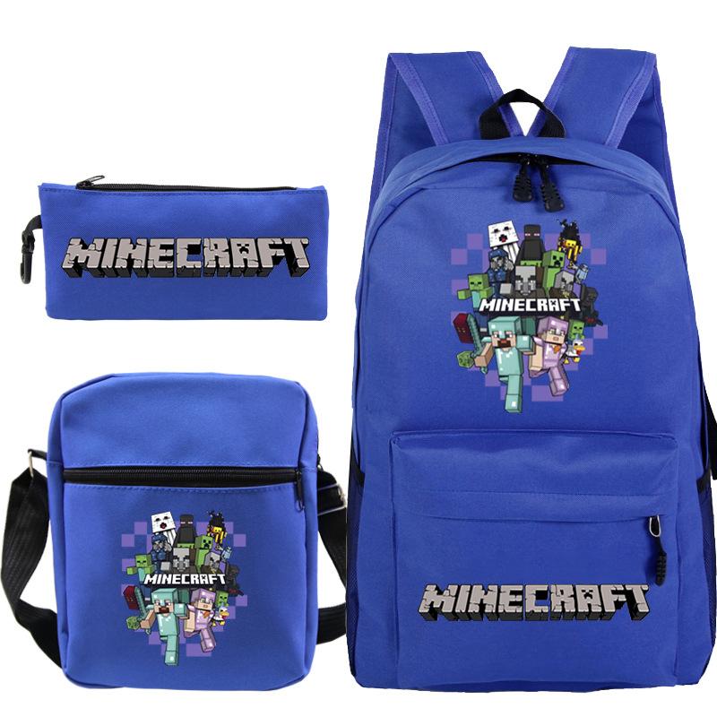 Minecraft Primary And Secondary School School Bag Children'S Backpack Backpack Shoulder Bag Pencil Case Three-Piece Set